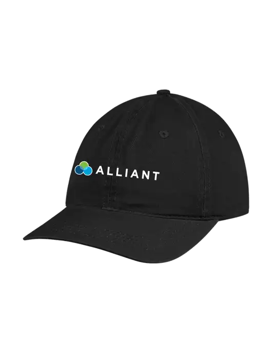 Garment Washed Unstructured Twill Black Cap w/Alliant Logo