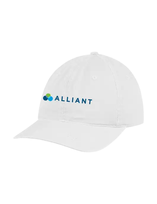 Garment Washed Unstructured Twill White Cap w/Alliant Logo