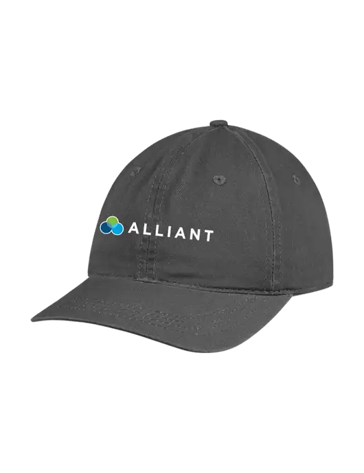 Garment Washed Unstructured Twill Charcoal Cap w/Alliant Logo