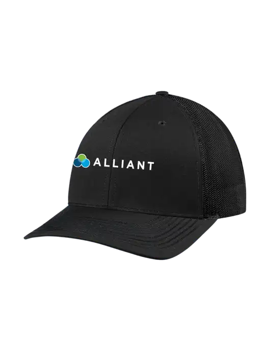 Richardson Adjustable Snapback Original 112 Trucker Cap Black w/Black Mesh w/Alliant Logo