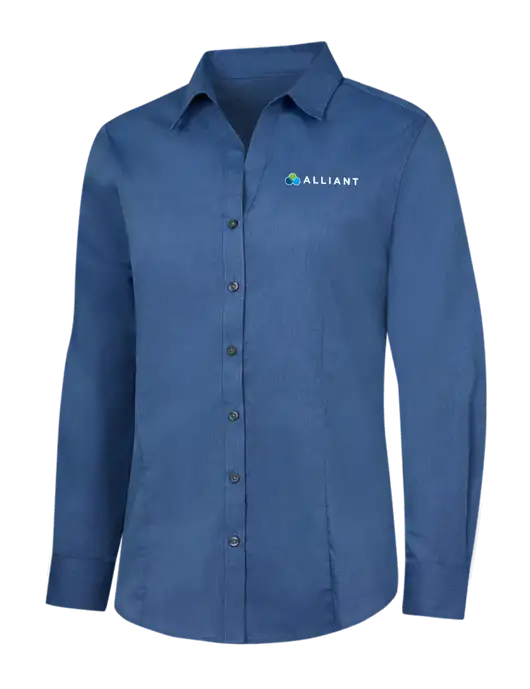 Light Navy Womens Crosshatch Easy Care Shirt w/Alliant Logo