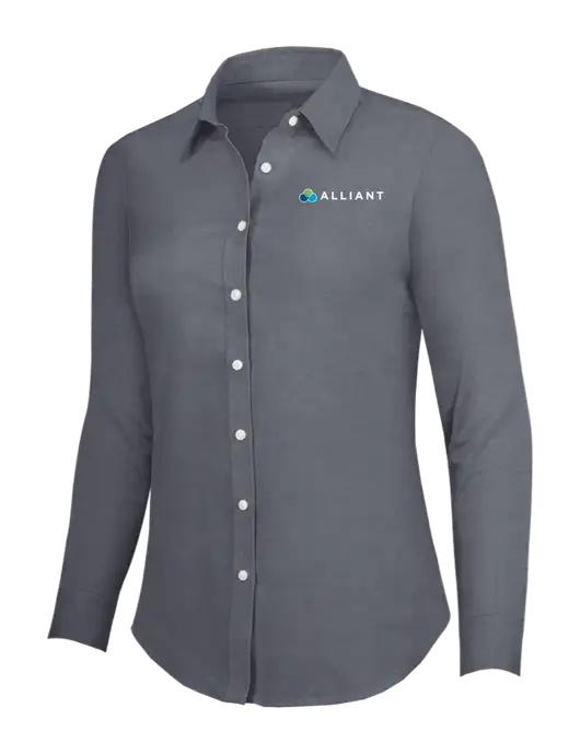 Dark Grey Womens SuperPro Oxford Shirt w/Alliant Logo