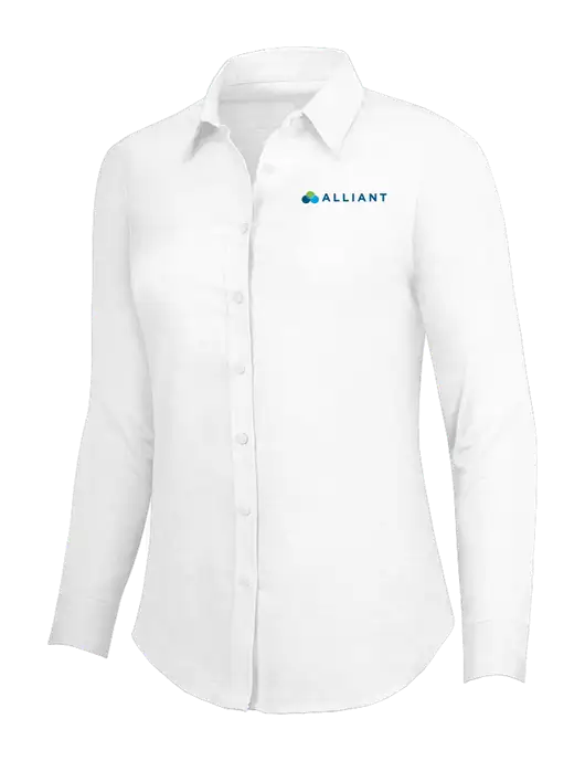 White Womens SuperPro Oxford Shirt w/Alliant Logo