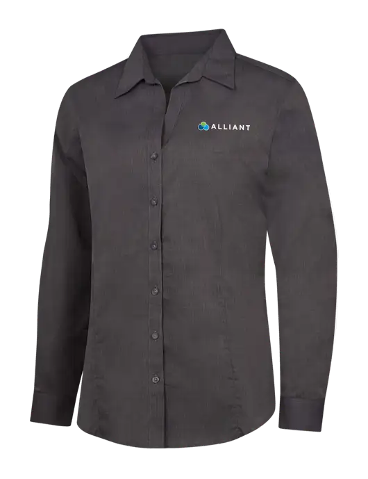 Womens Soft Black Crosshatch Easy Care Shirt w/Alliant Logo