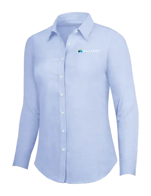Light Blue Womens SuperPro Oxford Shirt w/Alliant Logo