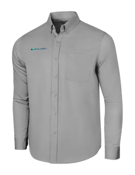 Long Sleeve Light Grey Superpro React Twill Shirt w/Alliant Logo