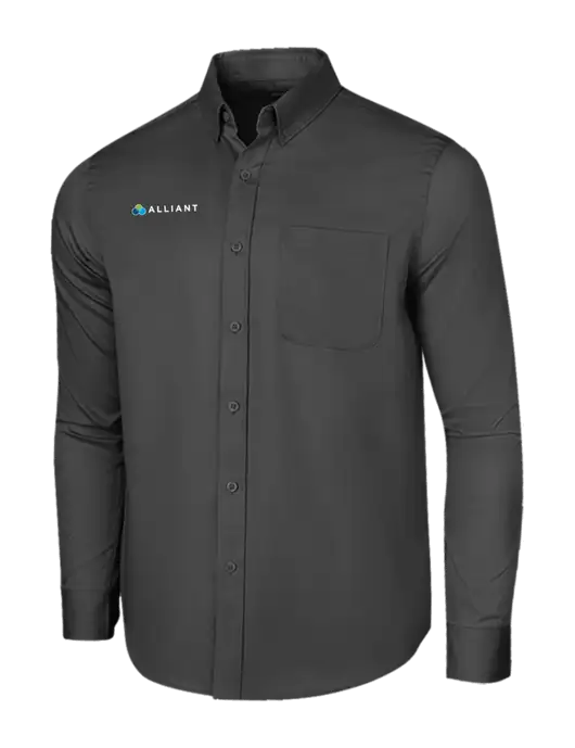 Long Sleeve Dark Grey Superpro React Twill Shirt w/Alliant Logo