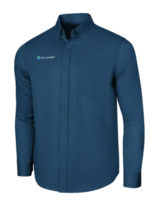 Long Sleeve Light Navy Superpro React Twill Shirt w/Alliant Logo