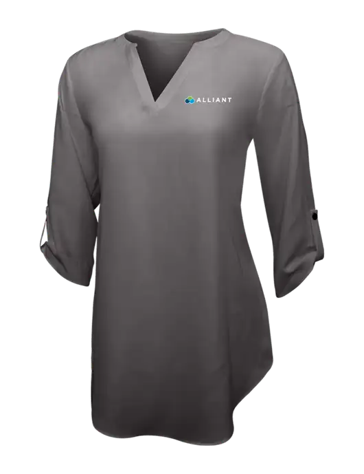 Dark Grey Womens 3/4 Sleeve Tunic Blouse w/Alliant Logo