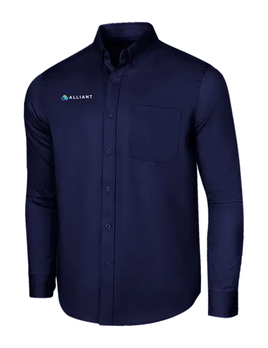 Long Sleeve Navy Superpro React Twill Shirt w/Alliant Logo