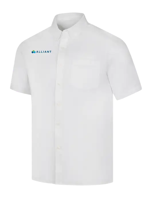 Short Sleeve White Superpro React Twill Shirt w/Alliant Logo