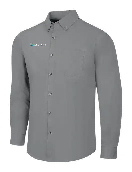 Medium Grey Long Sleeve Carefree Poplin Shirt w/Alliant Logo