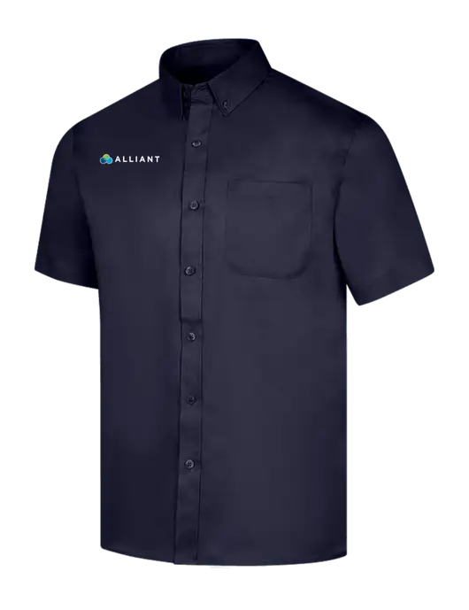 Short Sleeve Navy Superpro React Twill Shirt w/Alliant Logo