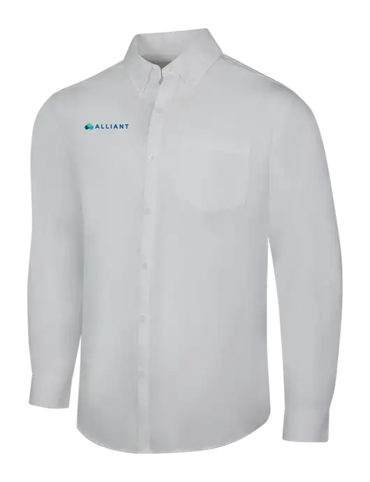 White Long Sleeve Carefree Poplin Shirt w/Alliant Logo
