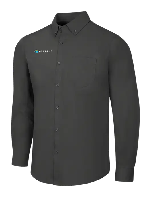 Dark Grey Long Sleeve Carefree Poplin Shirt w/Alliant Logo