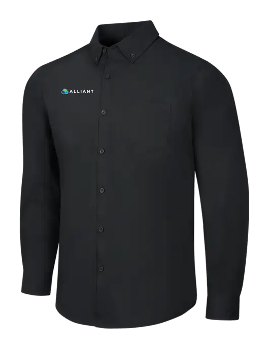 Black Long Sleeve Carefree Poplin Shirt w/Alliant Logo