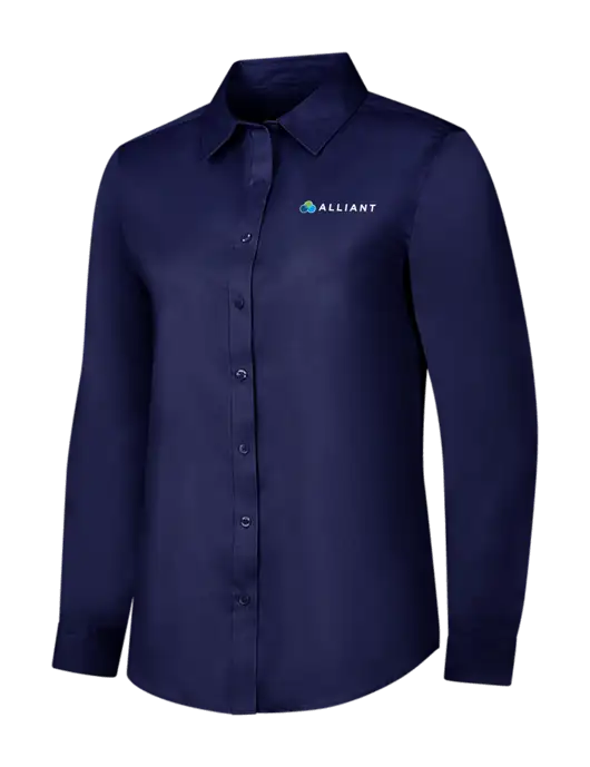 Navy Womens Long Sleeve Superpro React Twill Shirt w/Alliant Logo
