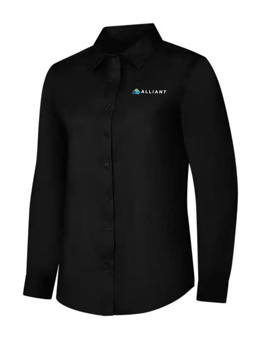 Womens Black Long Sleeve Superpro React Twill Shirt w/Alliant Logo