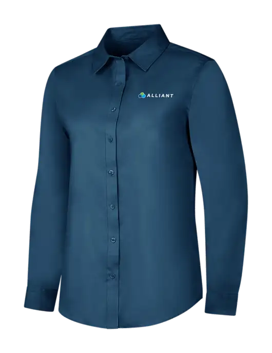 Light Navy Womens Long Sleeve Superpro React Twill Shirt w/Alliant Logo