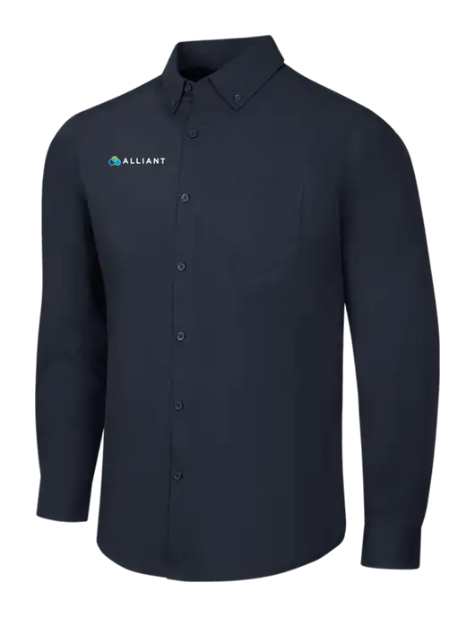 Navy Long Sleeve Carefree Poplin Shirt w/Alliant Logo