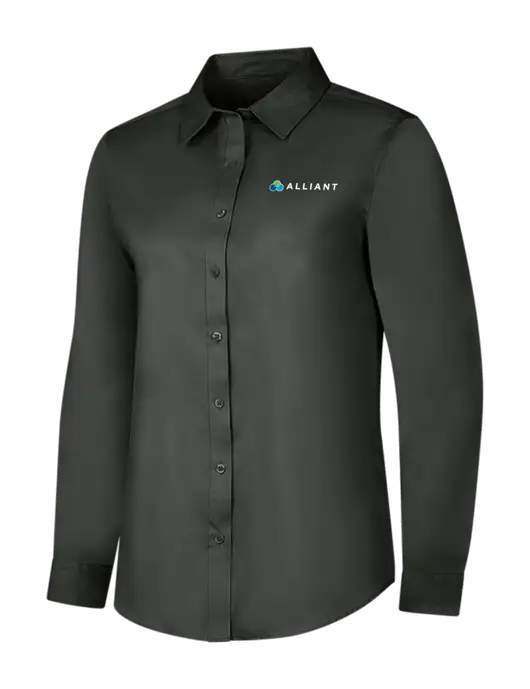 Dark Grey Womens Long Sleeve Superpro React Twill Shirt w/Alliant Logo