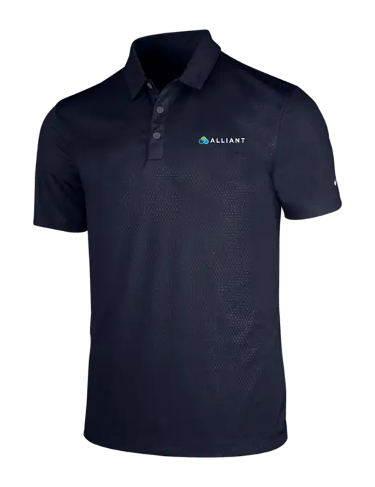 NIKE Dark Navy Dri-Fit Embossed Tri-Blade Polo w/Alliant Logo