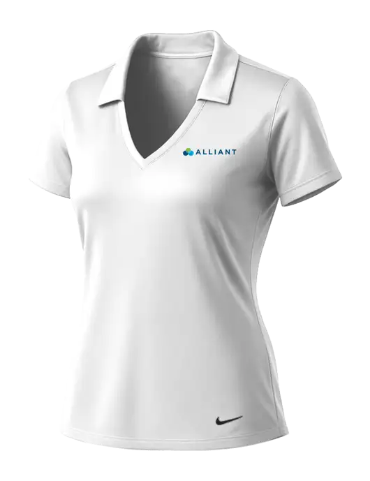 NIKE White Womens Dri-Fit Vertical Mesh Polo w/Alliant Logo