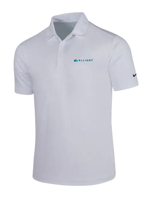 NIKE White Dri-Fit Vertical Mesh Polo w/Alliant Logo