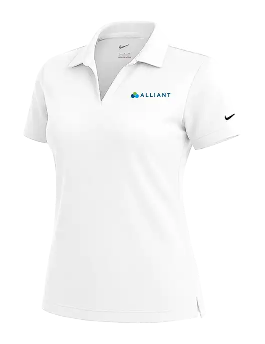 NIKE White Womens Dri-Fit Micro Pique Polo w/Alliant Logo