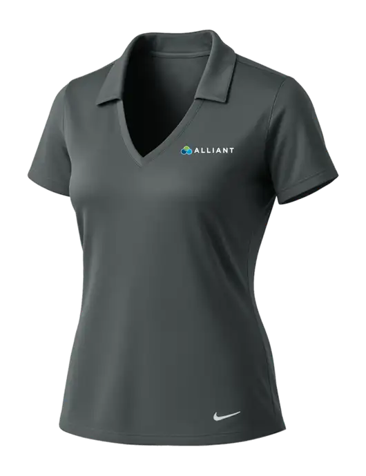 NIKE Dark Grey Womens Dri-Fit Vertical Mesh Polo w/Alliant Logo
