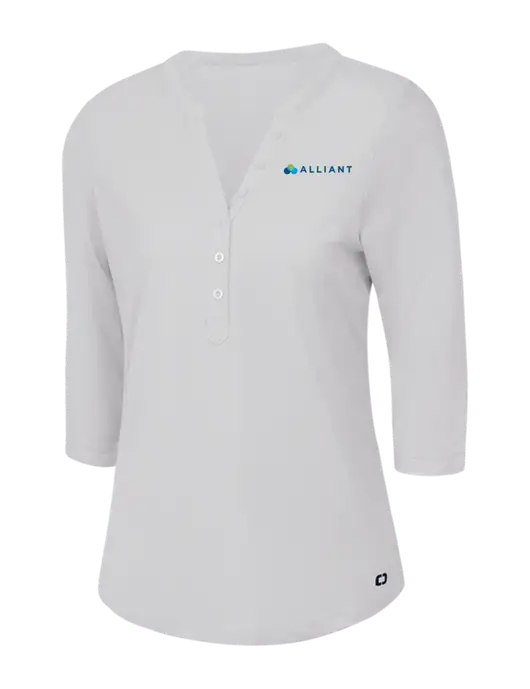 OGIO Bright White Jewel Henley w/Alliant Logo