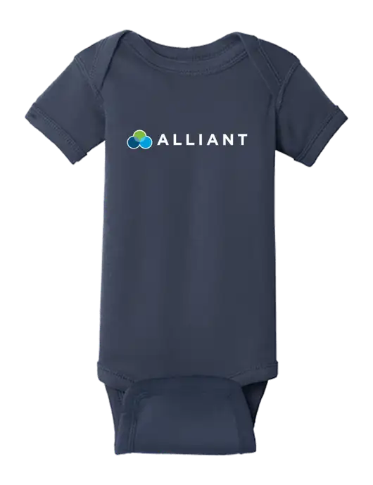 Rabbit Skins Navy Infant Short Sleeve Baby Rib Bodysuit w/Alliant Logo
