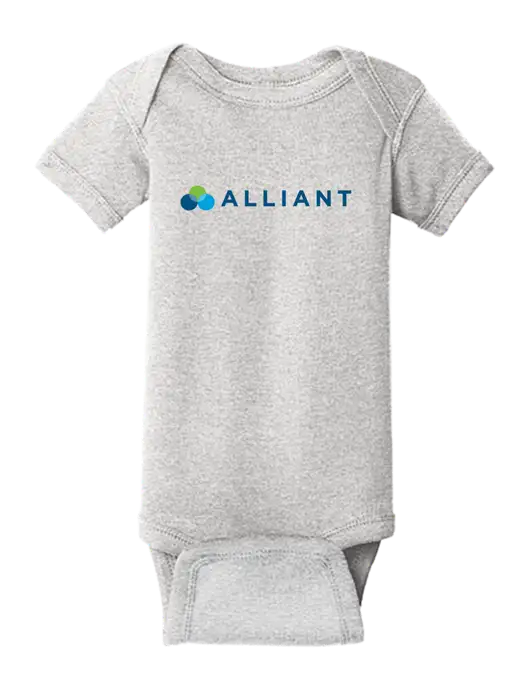 Rabbit Skins Light Grey Heather Infant Short Sleeve Baby Rib Bodysuit w/Alliant Logo