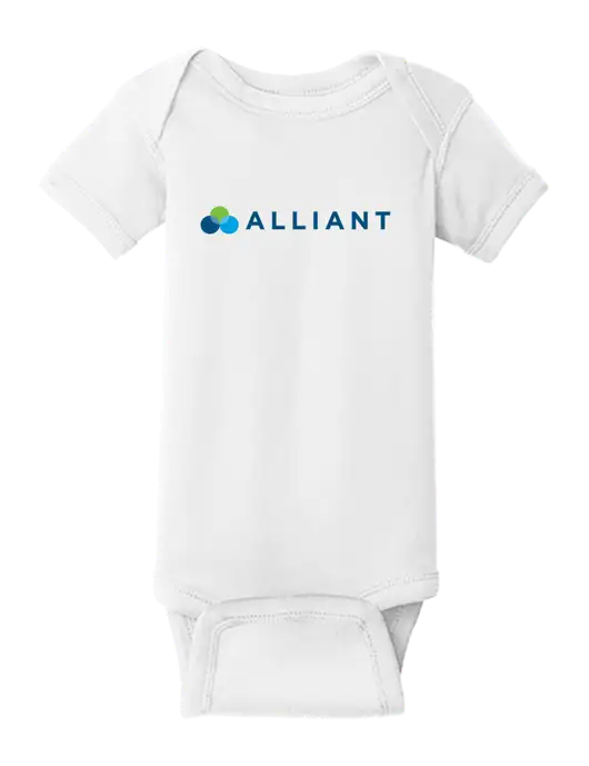 Rabbit Skins White Infant Short Sleeve Baby Rib Bodysuit w/Alliant Logo