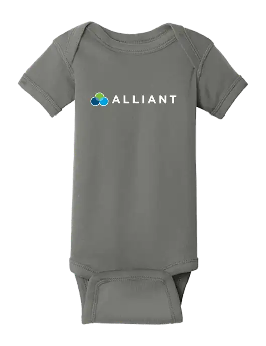 Rabbit Skins Charcoal Infant Short Sleeve Baby Rib Bodysuit w/Alliant Logo
