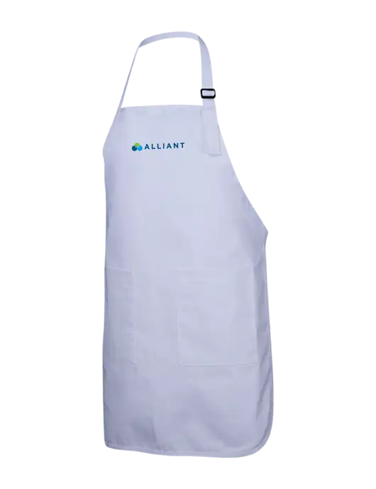 Full-Length White Apron With Pockets w/Alliant Logo