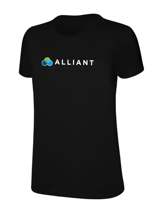 Womens Ring Spun Jet Black 4.5 oz T-Shirt w/Alliant Logo