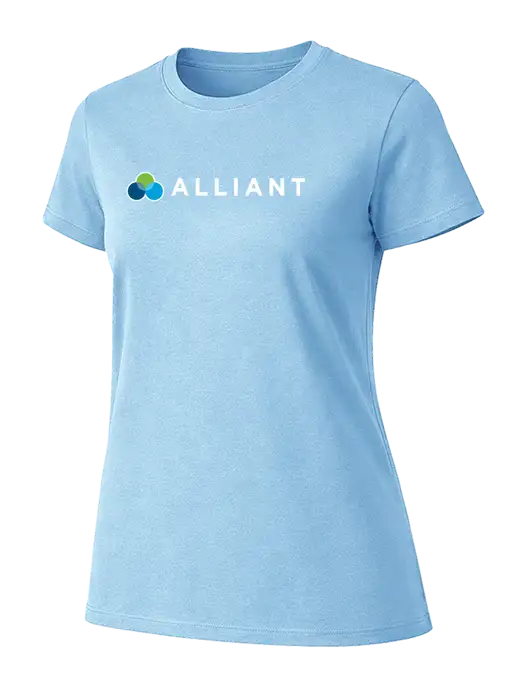 Womens Ring Spun Light Blue 4.5 oz T-Shirt w/Alliant Logo
