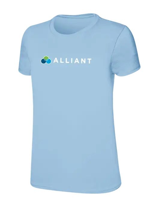 Womens Ring Spun Light Blue 4.5 oz T-Shirt w/Alliant Logo