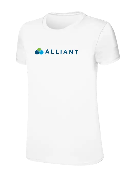 Womens Ring Spun White 4.5 oz T-Shirt w/Alliant Logo