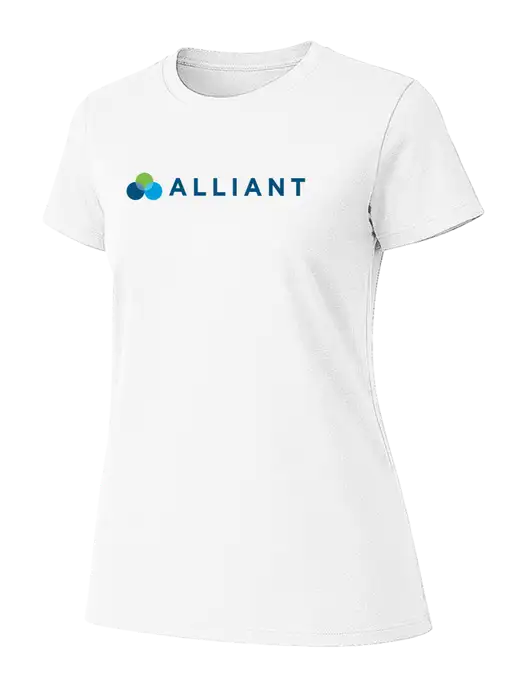Womens Ring Spun White 4.5 oz T-Shirt w/Alliant Logo