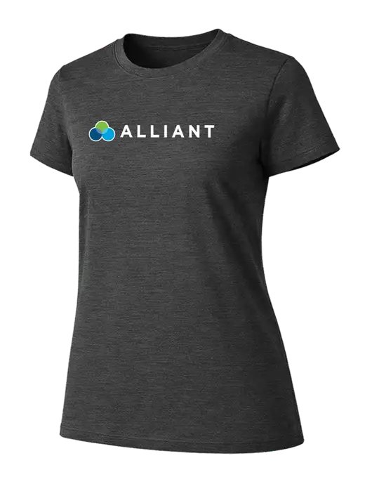 Womens Ring Spun Dark Heather Grey 4.5 oz T-Shirt w/Alliant Logo