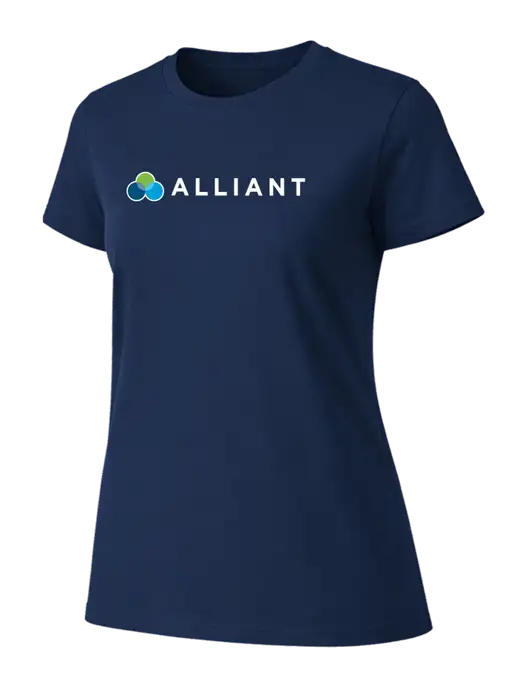 Womens Ring Spun Navy 4.5 oz T-Shirt w/Alliant Logo