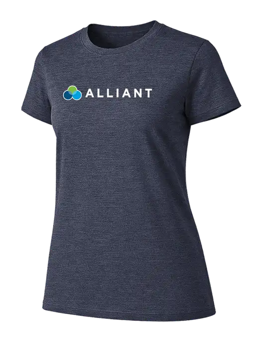 Womens Ring Spun Heather Navy 4.5 oz T-Shirt w/Alliant Logo