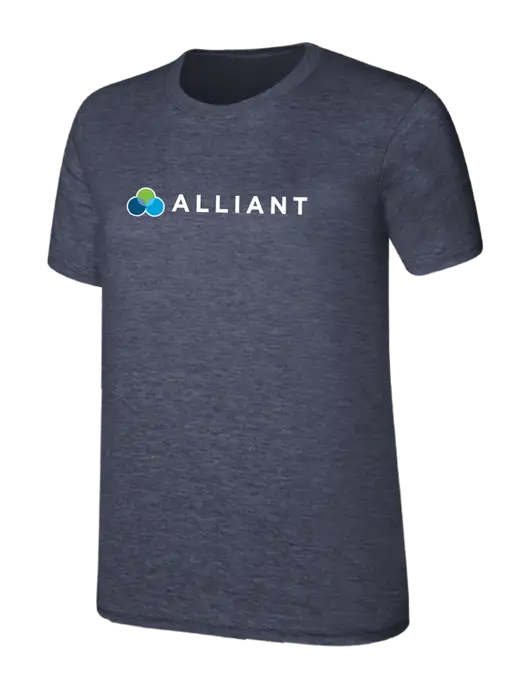 Womens Ring Spun Heather Navy 4.5 oz T-Shirt w/Alliant Logo