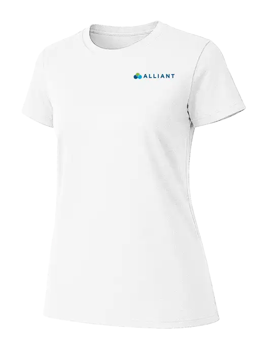 Womens Ring Spun White 4.5 oz T-Shirt w/Alliant Logo