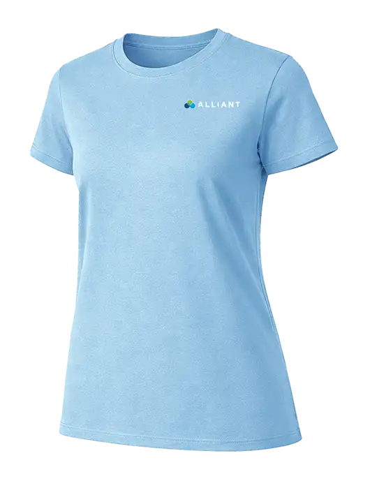 Womens Ring Spun Light Blue 4.5 oz T-Shirt w/Alliant Logo