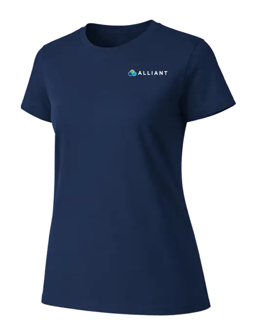 Womens Ring Spun Navy 4.5 oz T-Shirt w/Alliant Logo