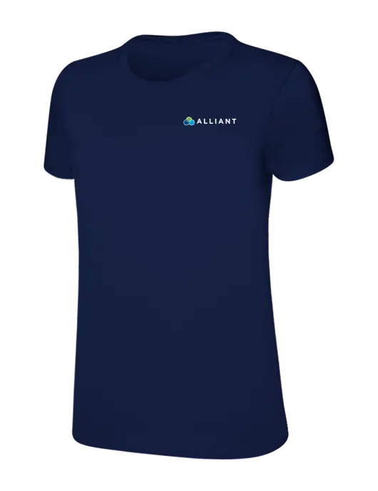 Womens Ring Spun Navy 4.5 oz T-Shirt w/Alliant Logo