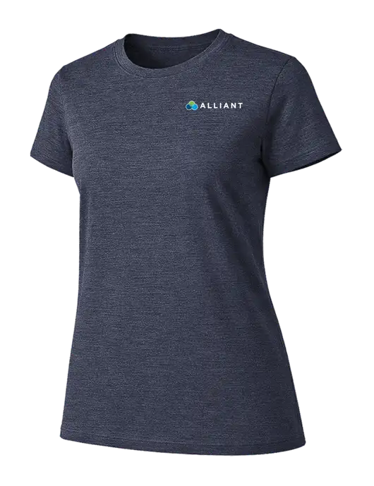 Womens Ring Spun Heather Navy 4.5 oz T-Shirt w/Alliant Logo